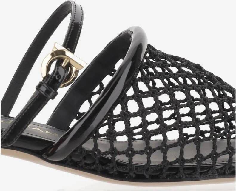 Salvatore Ferragamo Slippers & Mules Mesh And Leather Mules in zwart