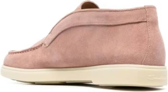 Santoni Pink Cow Leather Loafers With Rubber Sole in roze