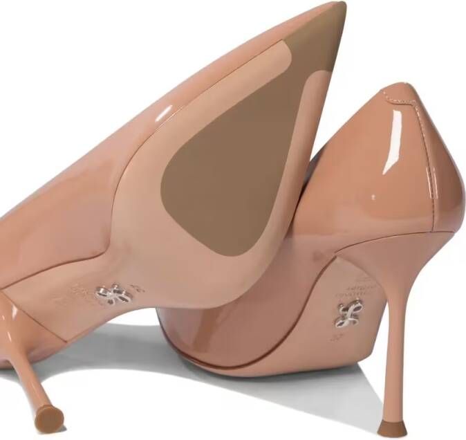 Sergio Levantesi Hoge hakken Glossy Patent Leather Pink Heeled Pumps in beige
