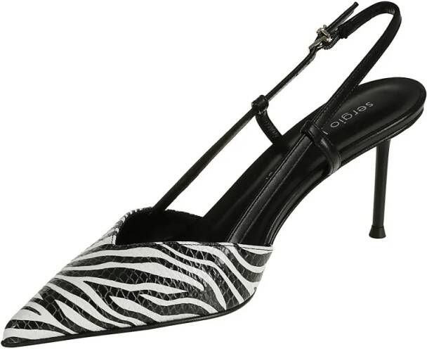 Sergio Levantesi Hoge hakken Zebra Print Slingback Stiletto Pump in zwart