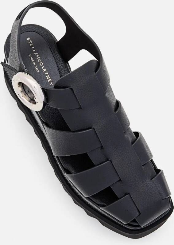 Stella Mccartney Sandalen Black Wedge Sandals With Adjustable Ankle Strap in zwart