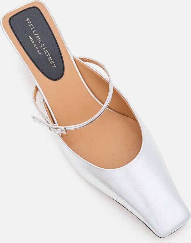 Stella Mccartney Slippers & Mules Metallic Finish Faux Leather Mules in zilver
