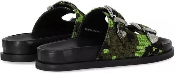 Strategia Sandalen Military Jacquard Slide in groen