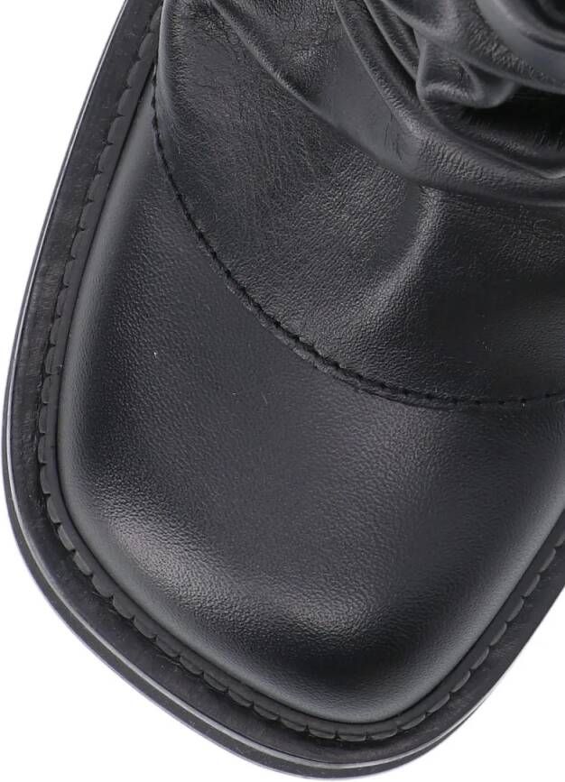 The Attico Boots Mini Robin Combat Boots In Black Hammered Leather in zwart