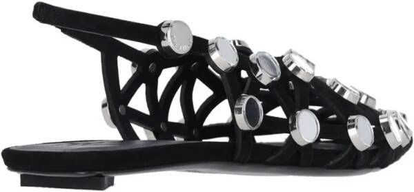 The Attico "Grid" Slingback Ballerinas With Studs – Black in zwart