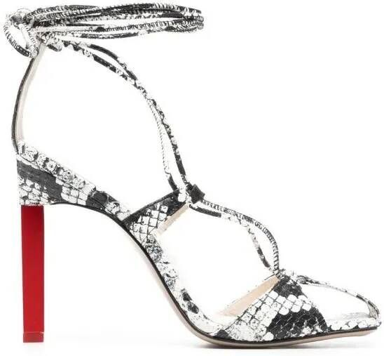 The Attico Sandalen Adele 105Mm Snakeskin-Print Sandals in zilver