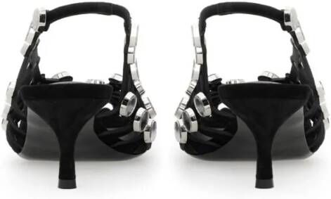 The Attico Sandalen Slingback "Grid" in zwart