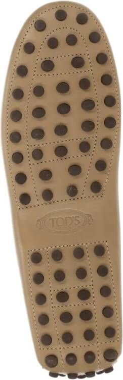 TOD'S Beige Leather Loafers With Squared Toe in beige