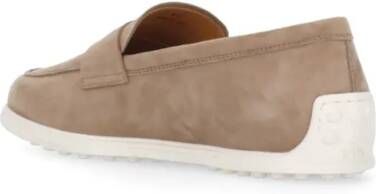 TOD'S Beige Suede Leather Loafers in beige