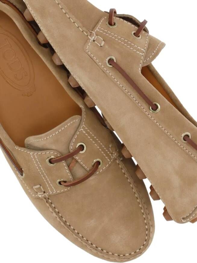 TOD'S Beige Suede Leather Loafers in beige