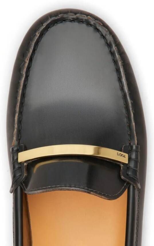 TOD'S Black Flat Shoes With Subtle Gold Accent in zwart