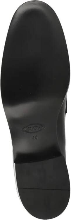 TOD'S Black Leather Loafers With Heel in zwart