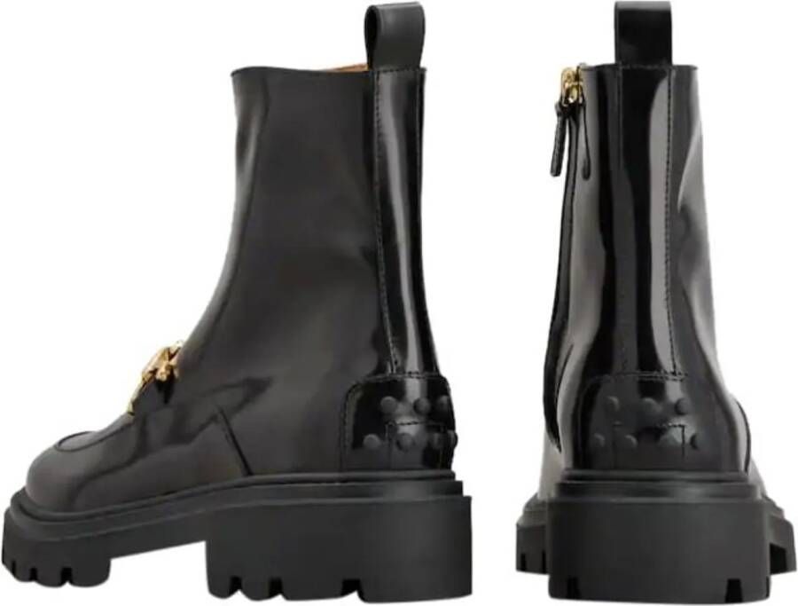 TOD'S Boots Glossy Black Ankle Boots in zwart