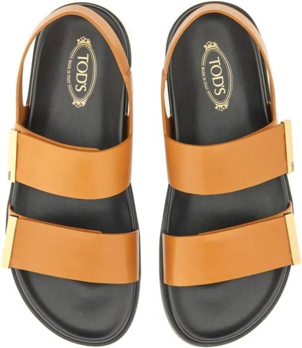 TOD'S Brown Calfskin Sandals in bruin