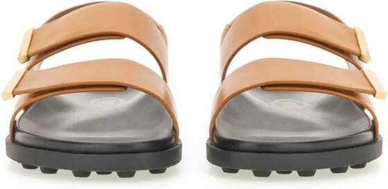 TOD'S Brown Calfskin Sandals in bruin