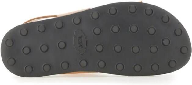 TOD'S Brown Calfskin Sandals in bruin