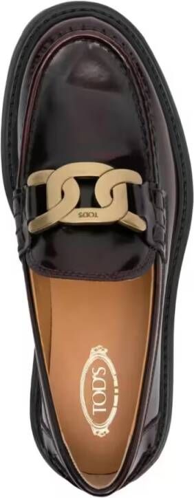 TOD'S Brown Leather Loafers in bruin