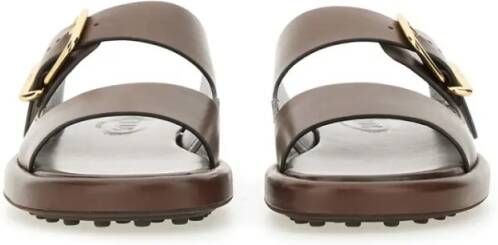 TOD'S Brown Leather Sandal in bruin