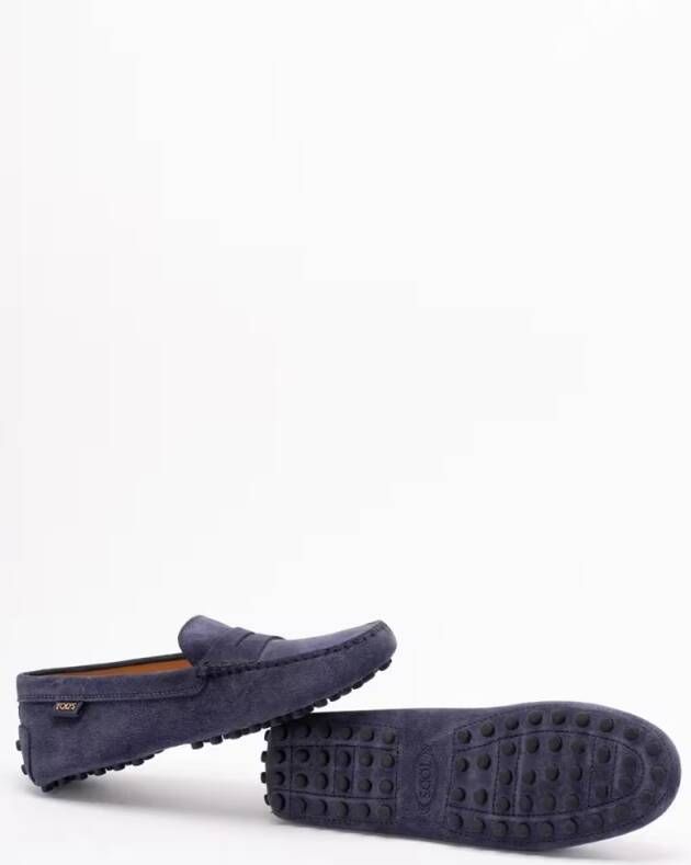 TOD'S `Gommino` Driving Shoes In Suede in blauw