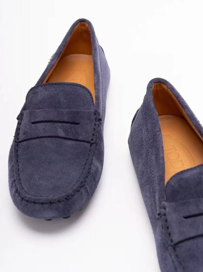 TOD'S `Gommino` Driving Shoes In Suede in blauw
