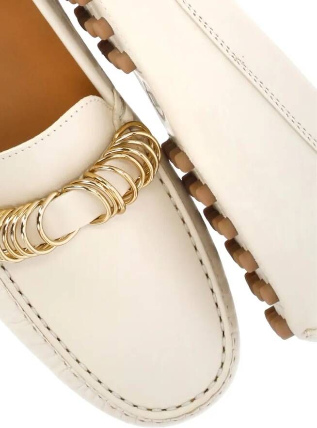 TOD'S Ivory Leather Loafers in beige