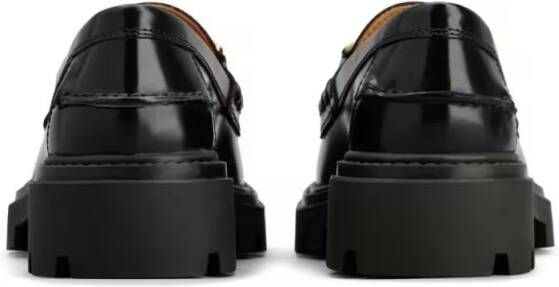 TOD'S Leather Loafers With Gold-Tone Buckle in zwart