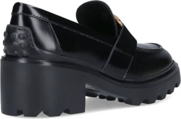 TOD'S Low-Top Sneakers Black Leather Buckle Moccasins – Black in zwart