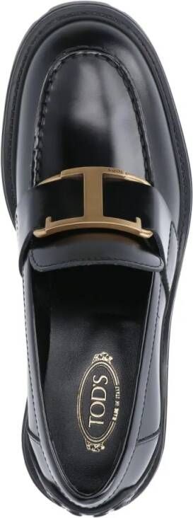 TOD'S Low-Top Sneakers Black Leather Buckle Moccasins – Black in zwart