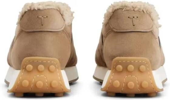 TOD'S Low-Top Sneakers Brown Cow Leather Trainers With Plush Lining in beige