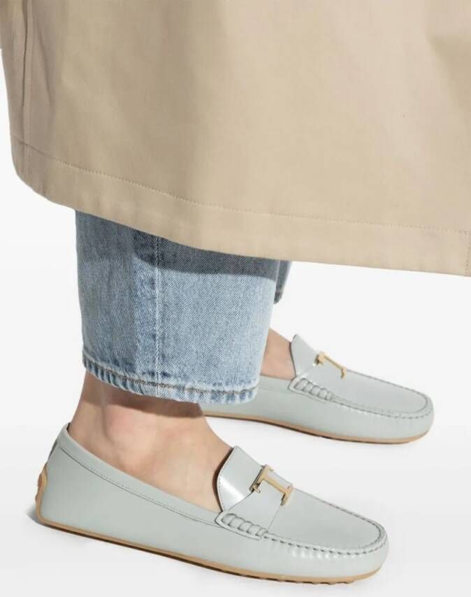 TOD'S Moccasin-Style Flat Shoes With Flexible Rubber Sol in groen