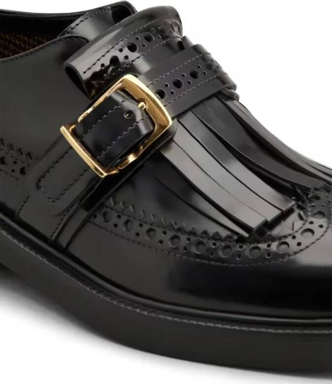 TOD'S Polished Black Leather Monkstrap Loafers in zwart