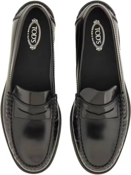 TOD'S Polished Calf Leather Loafer With Classic Silhouet in zwart