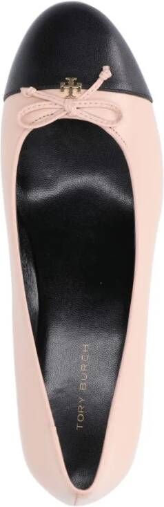 TORY BURCH Hoge hakken Pink Hammered Leather Bow Pumps – Pink in roze