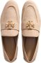 TORY BURCH Beige leren loafers met gouden logo Gray Dames - Thumbnail 6