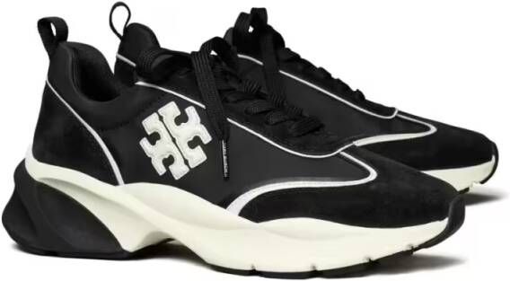 TORY BURCH Low-Top Sneakers Two-Tone Trainer Shoes With Suede in zwart