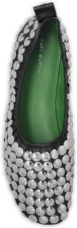 TORY BURCH Round Toe Flat Shoes With Metallic Stud Accents in zwart