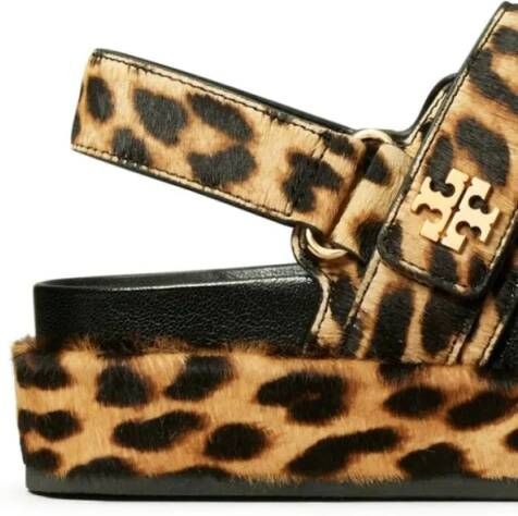 TORY BURCH Sandalen Leopard Print Leather Kira Sandal in bruin