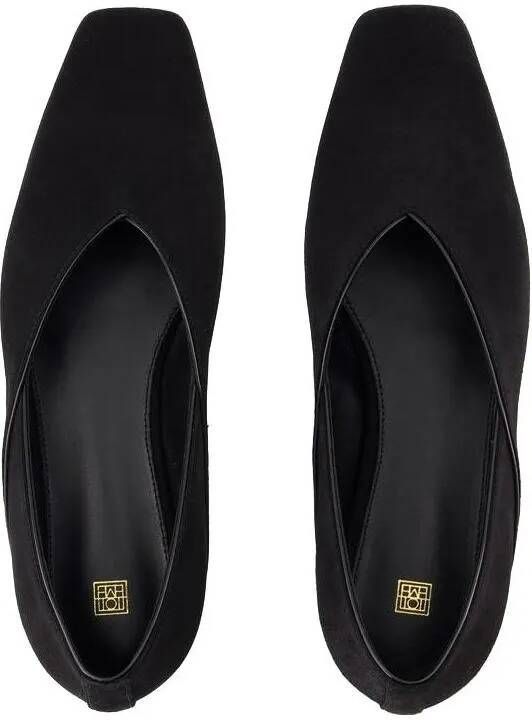 TOTEME The Everyday Flat Ballerinas Suede Black in zwart