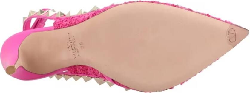 Valentino Garavani Hoge hakken Caged 100 Tweed & Leather Pump Pink in roze