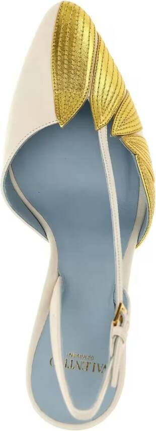 Valentino Garavani Hoge hakken 'Foliefoliage' Slingback in goud