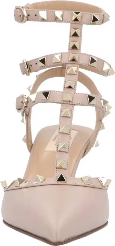 Valentino Garavani Hoge hakken Rockstud Leather Pumps in beige