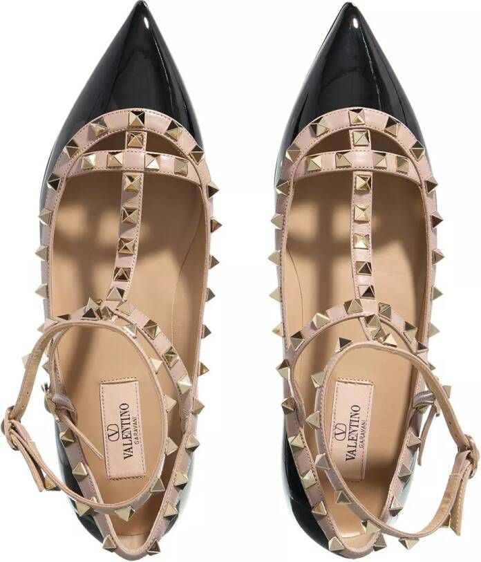 Valentino Garavani Loafers Rockstud Ballerina in zwart