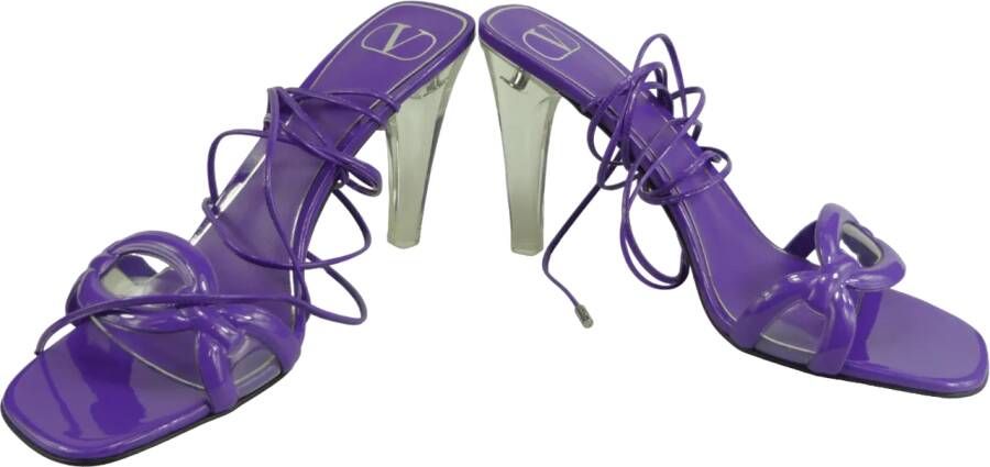 Valentino Garavani Hoge hakken Sandalo in Pelle Viola con Laccio in oranje