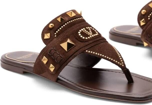 Valentino Garavani Sandalen Plaster Caster Flip Flops With Gold Accents And Op in bruin