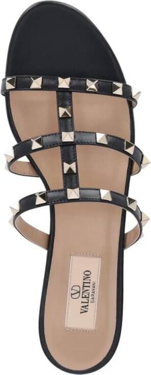 Valentino Garavani Sandalen Rockstud' Slide Sandals – Black in zwart