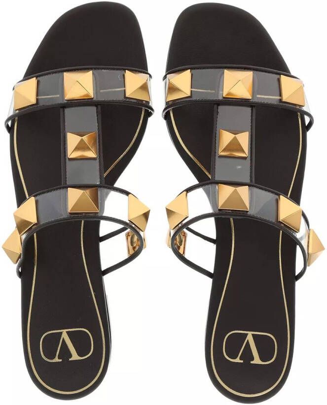 Valentino Garavani Sandalen Roman Stud Pvc And Smooth Leather Flat Sandals in transparant