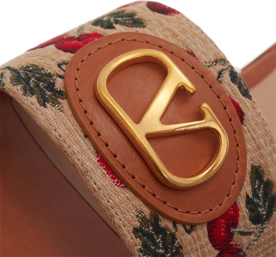 Valentino Garavani Sandalen Slide Rafia Jaquard in bruin