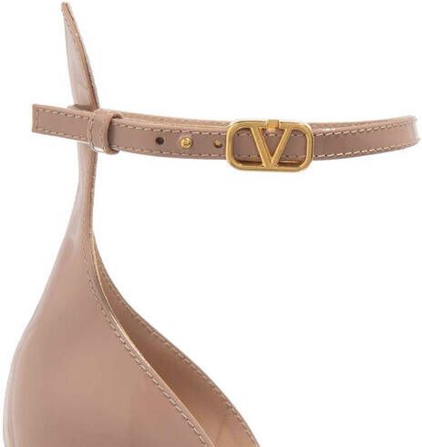 Valentino Garavani Sandalen V Logo Platform Sandals Patent Leather in poeder roze
