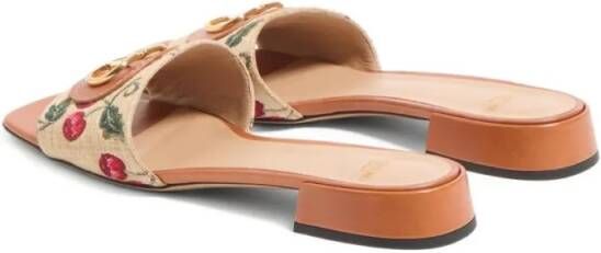 Valentino Garavani Sandalen Vlogo Cherrifique Slides With Cherry Print And Blo in beige