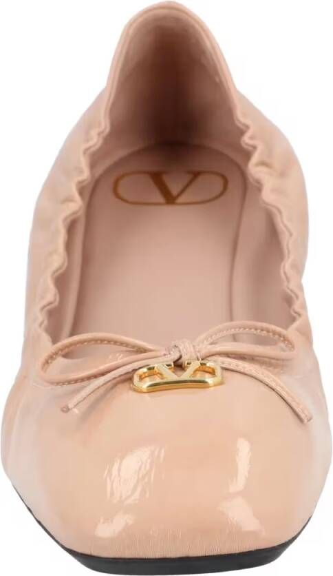 Valentino Garavani Vlogo Signature Ruched Slip-On Ballerina in beige